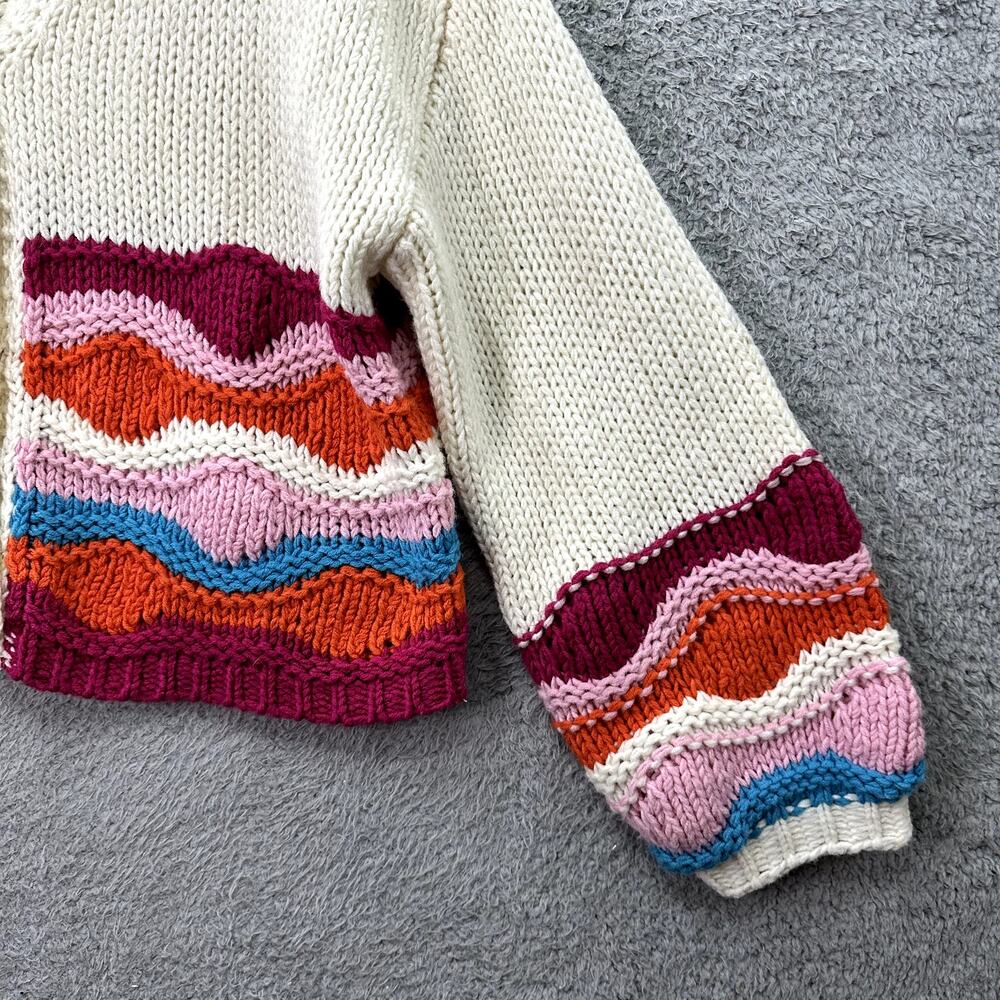 Cider Women's Large Knit Cardigan Bright Color Pattern Boho Crop Comfort EUC - Picture 4 of 10
